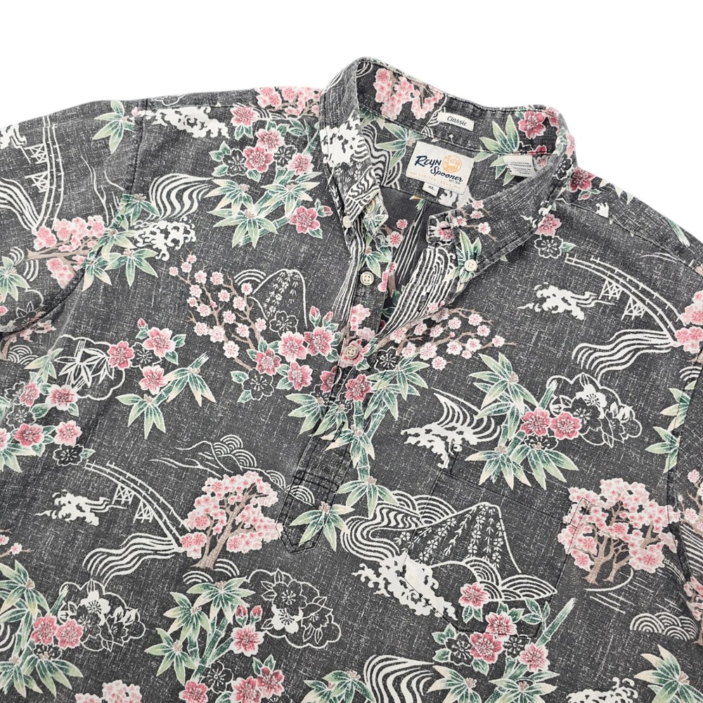 Reyn Spooner Limited Issue Japanese Landscape Cherry Blossom Popover Shirt XL